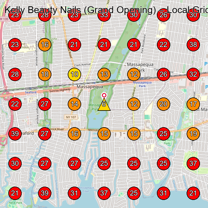 Kelly Beauty Nails (Grand Opening) GeoGrid visibility map for Nail Salon in Massapequa